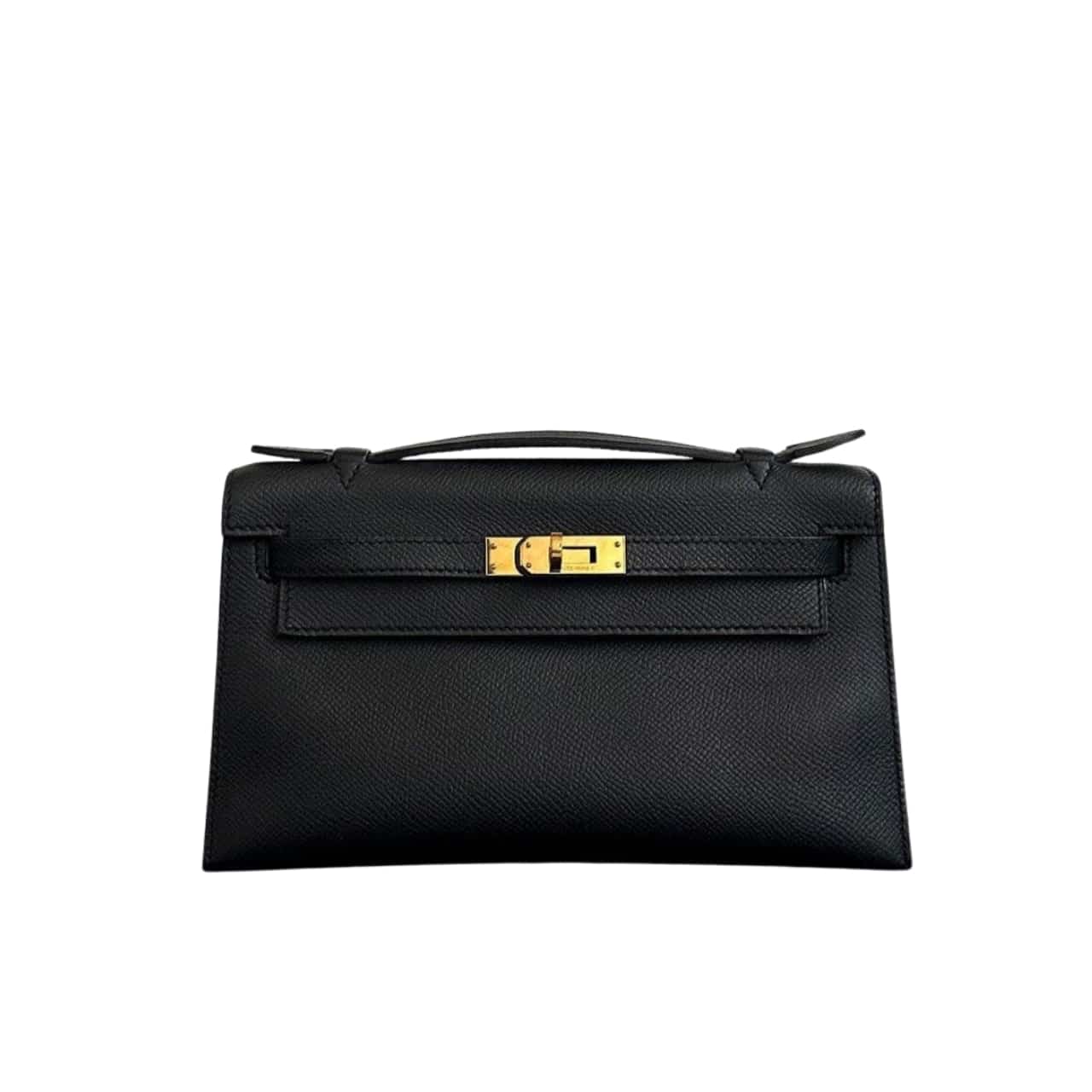 Kelly Mini Gold Toned Hardware Pochette Black 22Cm Kelly Bag