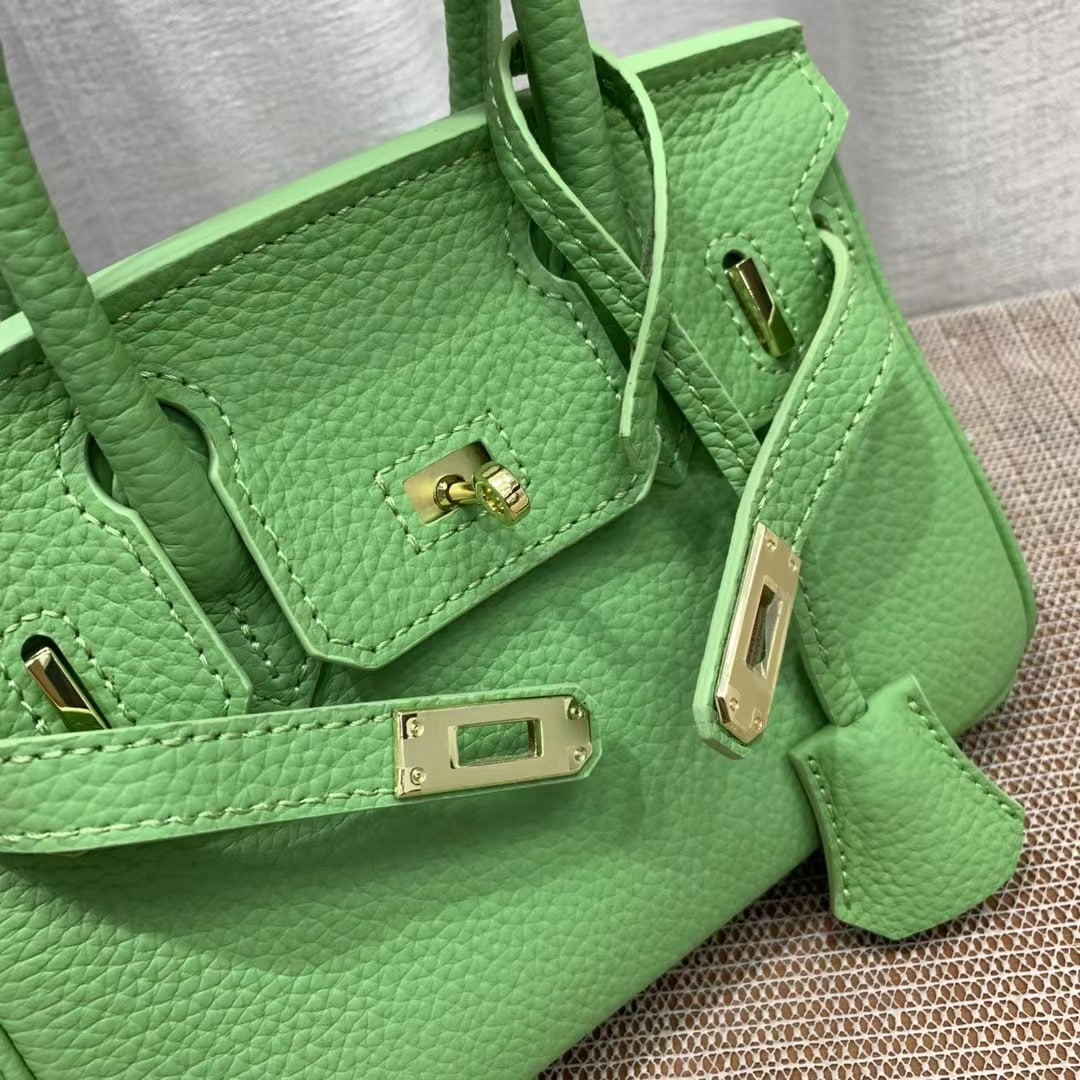 Birkin B25 Togo Leather Gold-Tone Hardware Handbag Grenat Green 20cm Birkin Bag
