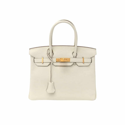 Birkin 30 Togo Leather Handbag Mushroom White 30Cm Birkin Bag