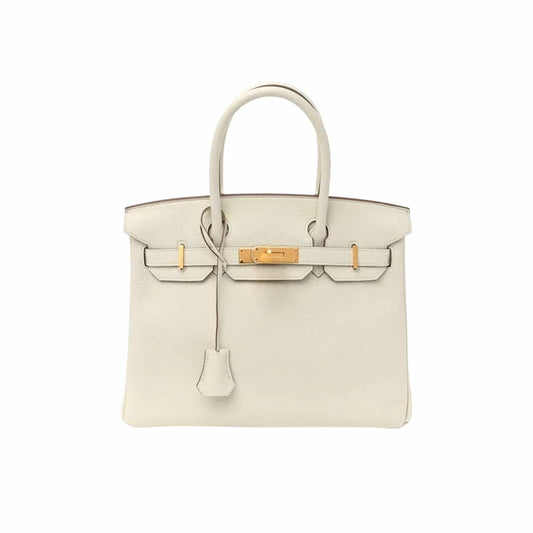 Birkin 30 Togo Leather Handbag Mushroom White 30Cm Birkin Bag