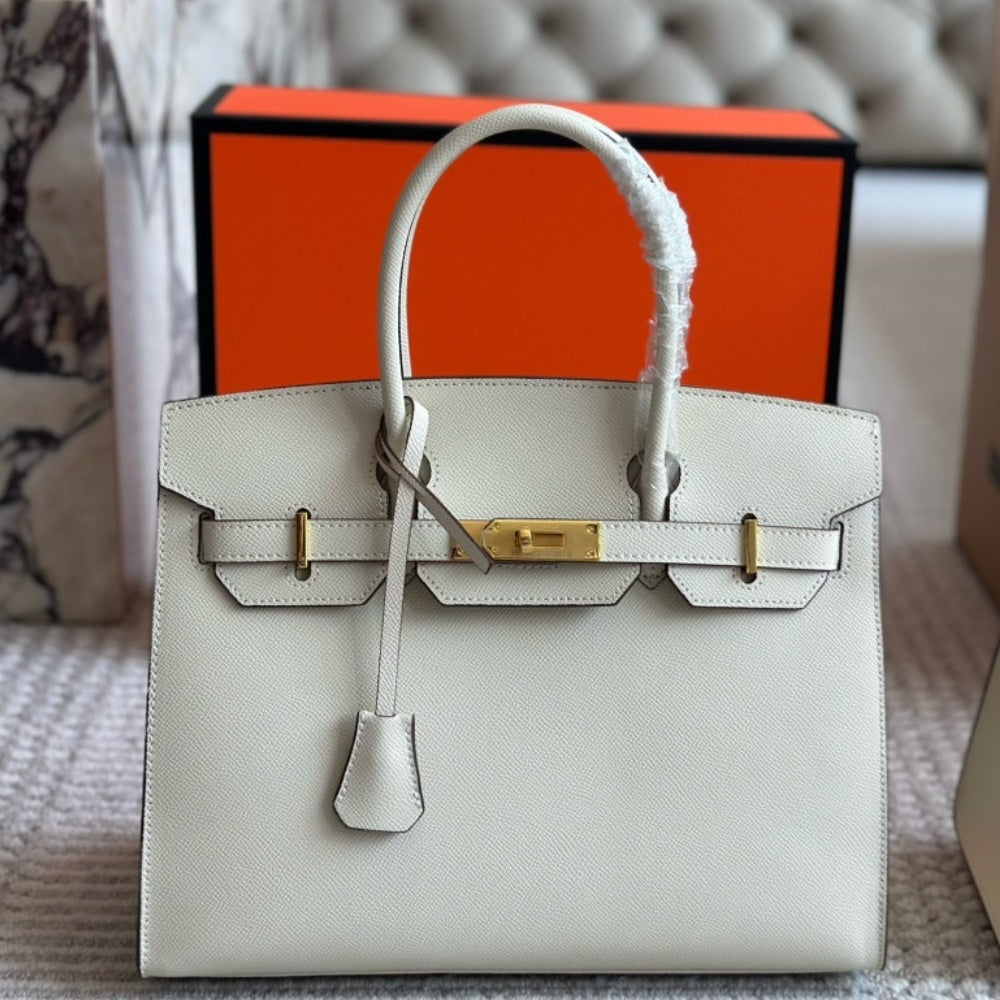 Birkin 30 Togo Leather Handbag Mushroom White 30Cm Birkin Bag