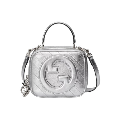 Blondie Small Metallic Leather Top Handle Bag Silver 17cm 744434 AACBO 8106 Blondie Bag