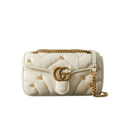 GG Marmont Small Matelasse Leather Shoulder Bag White 23Cm 443497 Aacpg 9206 MARMONT Bag