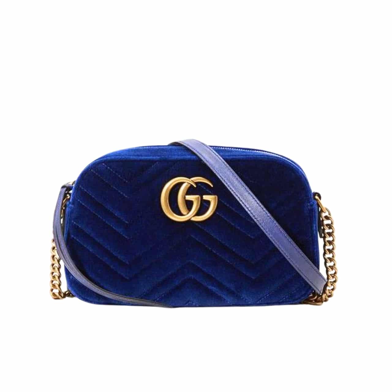 Small GG Marmont Velvet Shoulder Bag Dark Blue 23Cm MARMONT Bag