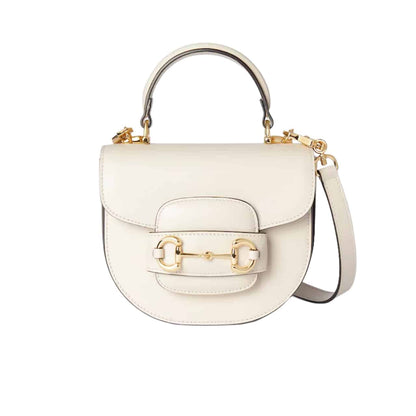 Horsebit 1955 Mini Leather Top Handle Bag White ‎15Cm 781387 1Aaqd 9022 Horsebit 1955 Bag