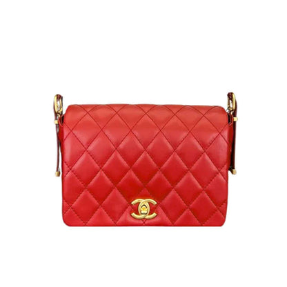 23B Small Smooth Leather Flap Bags Red 22cm 22 New Collection Bag Flap Bag