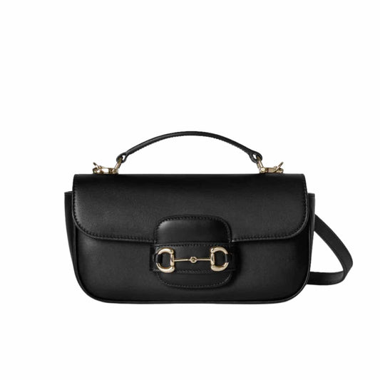 Horsebit 1955 Small Leather Top Handle Bag Black 22Cm ‎815206 Aaefh 1000 Horsebit 1955 Bag