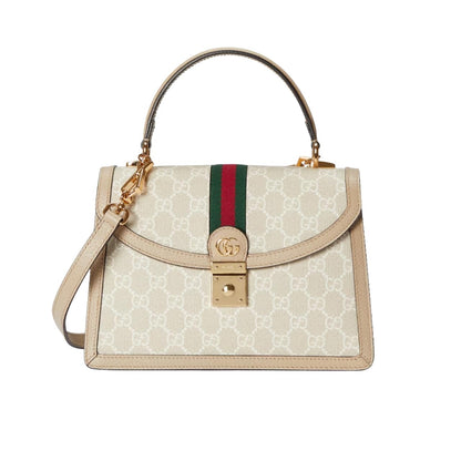 Ophidia Small GG Supreme Canvas Top Handle Bag Beige And White 25Cm 651055 Uulag 9682 OPHIDIA Bag