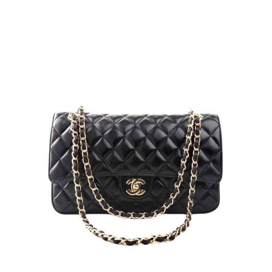 Classic Medium Smooth Leather Flap Bags Black 25cm Classic Bag