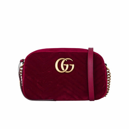 Small GG Marmont Velvet Shoulder Bag Wine Red 23Cm MARMONT Bag