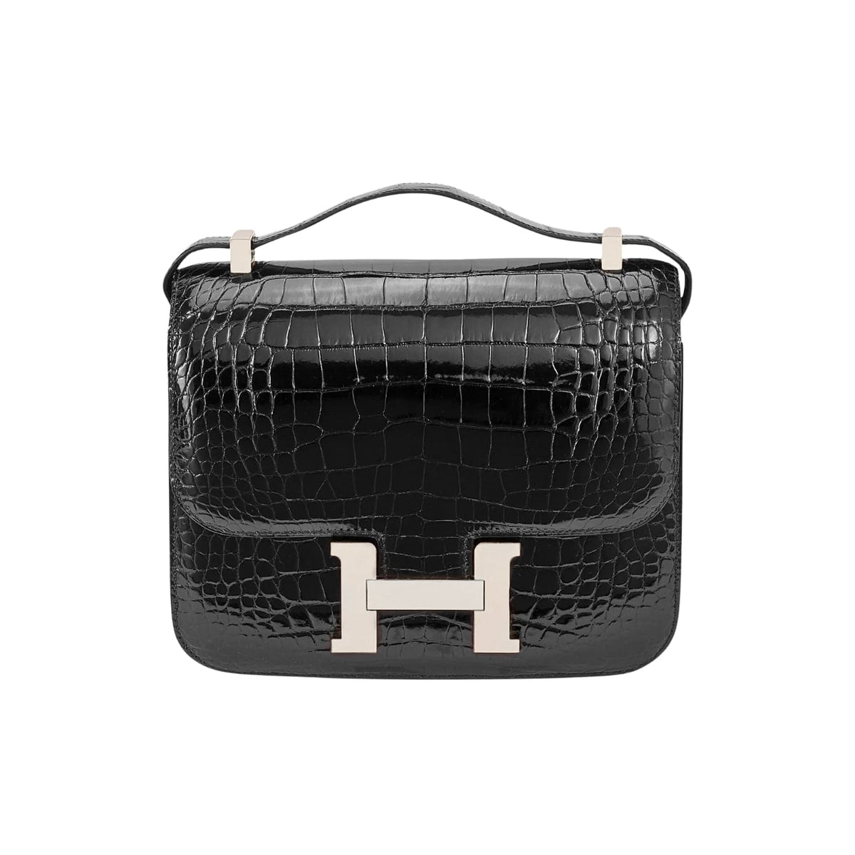 Constance 19 Mini Shiny Alligator Palladium Hardware Crossbody Bag Black 19Cm Constance Bag