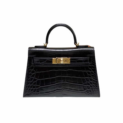 Kelly Mini Crocodile Gold-tone Hardware Handbag Black 19Cm Kelly Bag