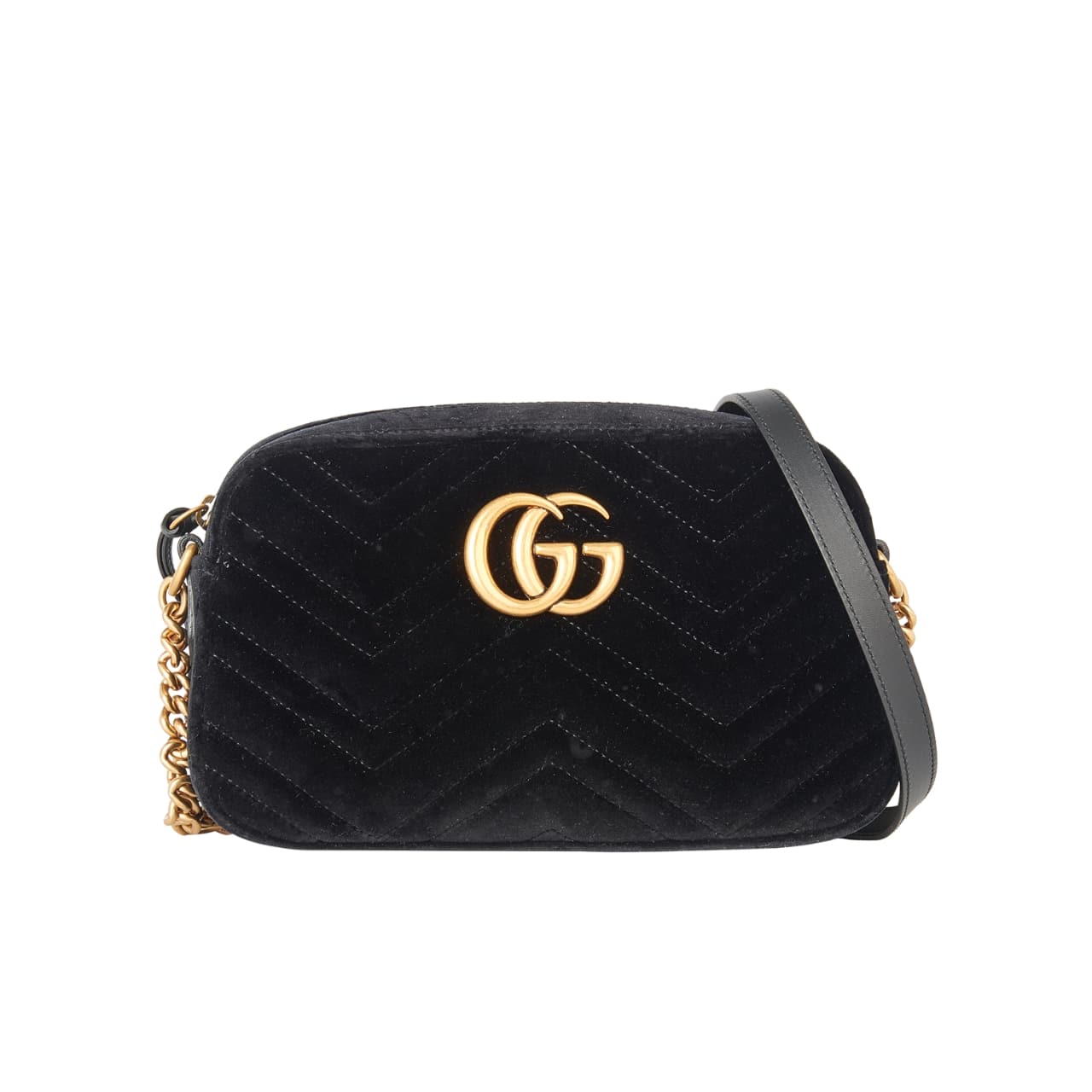 Small GG Marmont Velvet Shoulder Bag Black 23Cm MARMONT Bag