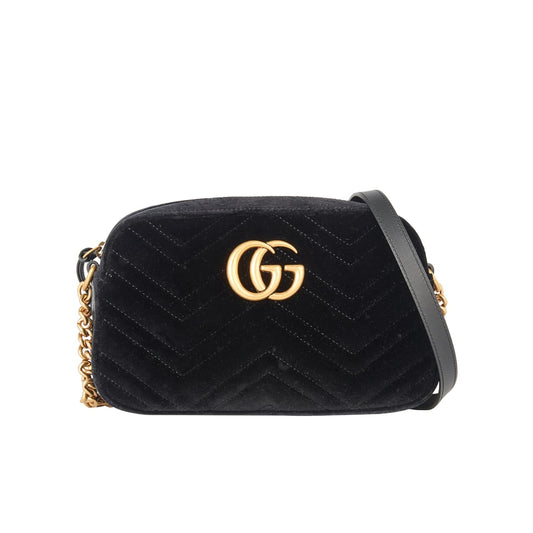 Small GG Marmont Velvet Shoulder Bag Black 23Cm MARMONT Bag
