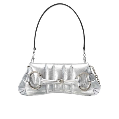 Horsebit Small Leather Shoulder Bag Silver 27Cm Horsebit 1955 Bag