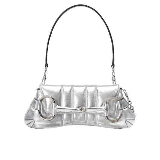 Horsebit Small Leather Shoulder Bag Silver 27Cm Horsebit 1955 Bag