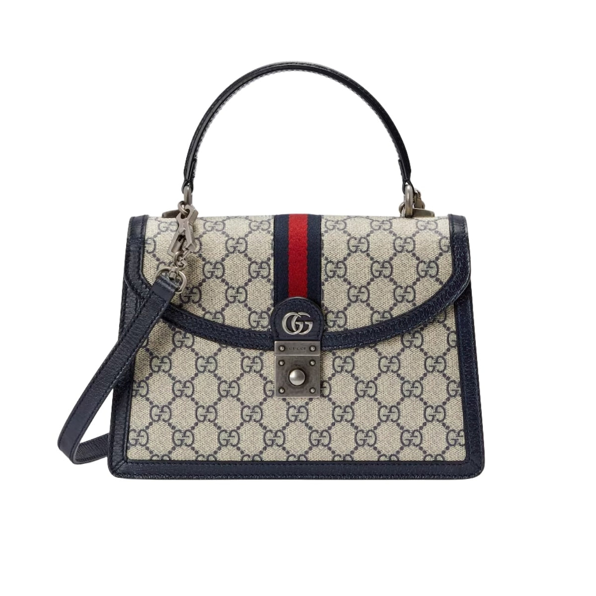 Ophidia Small GG Supreme Canvas Top Handle Bag Beige And Dark Blue 25Cm 651055 96Iwn 4076 OPHIDIA Bag