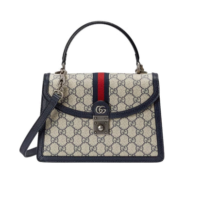 Ophidia Small GG Supreme Canvas Top Handle Bag Beige And Dark Blue 25Cm 651055 96Iwn 4076 OPHIDIA Bag