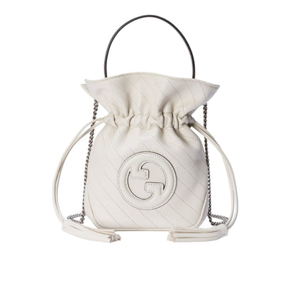 Blondie Mini Leather Bucket Bag White 19Cm 760313 Aacp7 9022 Blondie Bag