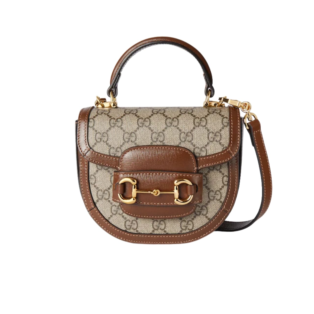 Horsebit 1955 Mini GG Supreme Canvas Top Handle Bag Beige And Brown ‎15Cm 781387 92Tcg 8563 Horsebit 1955 Bag
