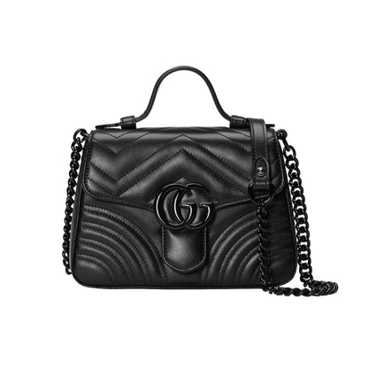 GG Marmont Small Matelasse Leather Top Handle Bag Black 22Cm 702563 Dtdfv 1000 MARMONT Bag
