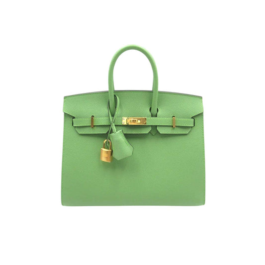 Birkin B25 Togo Leather Gold-Tone Hardware Handbag Grenat Green 20cm Birkin Bag