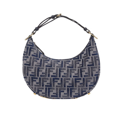Fendigraphy Small FF Chenille Hobo Bag Dark Blue 30Cm 8BR798ASU0F1PQM 22 New Collection Bag Fendigraphy Bag