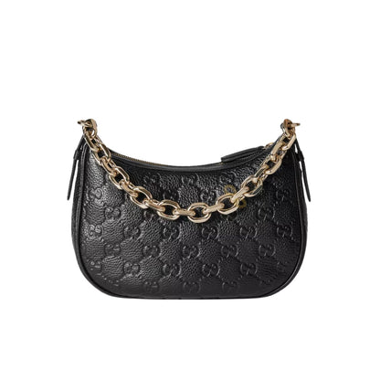 GG Emblem Small Grained Leather Shoulder Bag Black 23Cm 815409 Aaeem 1000 Emblem Bag