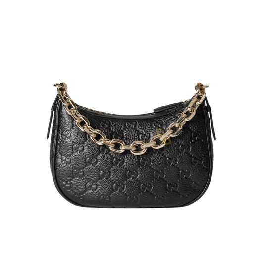 GG Emblem Small Grained Leather Shoulder Bag Black 23Cm 815409 Aaeem 1000 Emblem Bag