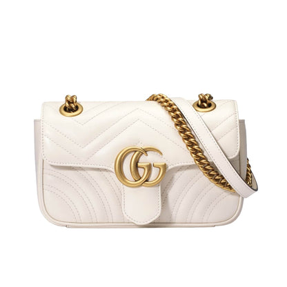 GG Marmont Mini Matelasse Leather Shoulder Bag White 22Cm ‎446744 DTDIT 9022 MARMONT Bag