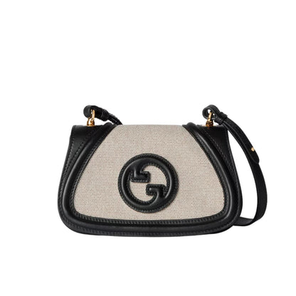 Blondie Mini Canvas Leather Shoulder Bag White And Black 22Cm 815700 Haakf 2546 Blondie Bag