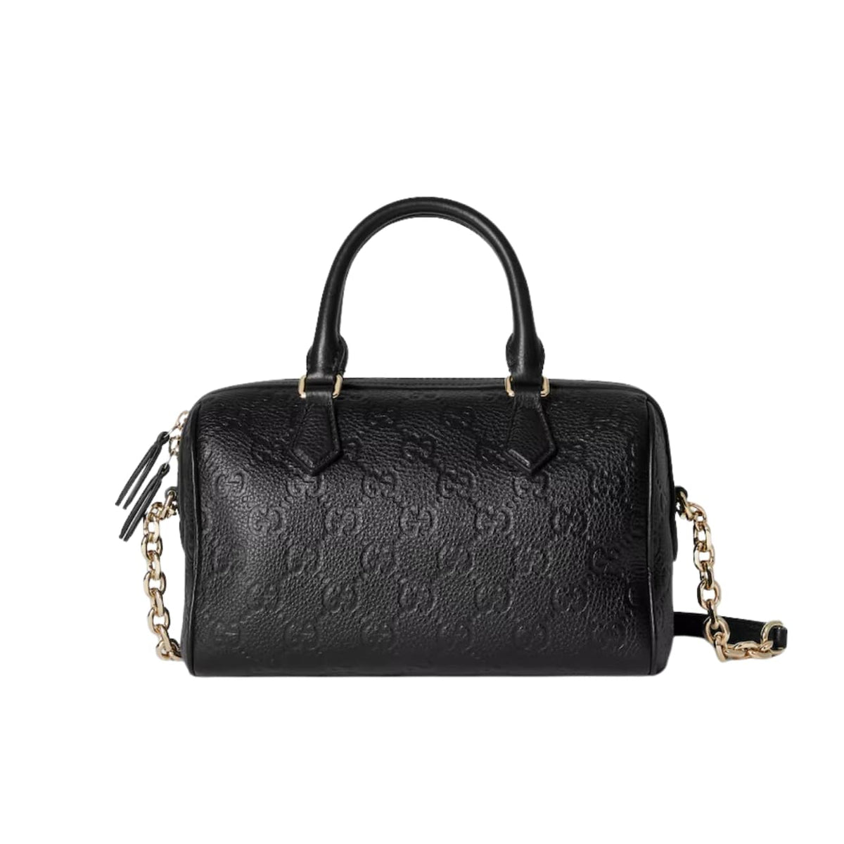 GG Emblem Small Leather Top Handle Bag Black 22Cm Emblem Bag