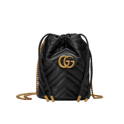GG Marmont Mini Matelasse Leather Bucket Bag Black 16Cm ‎575163 Dtdrt 1000 MARMONT Bag
