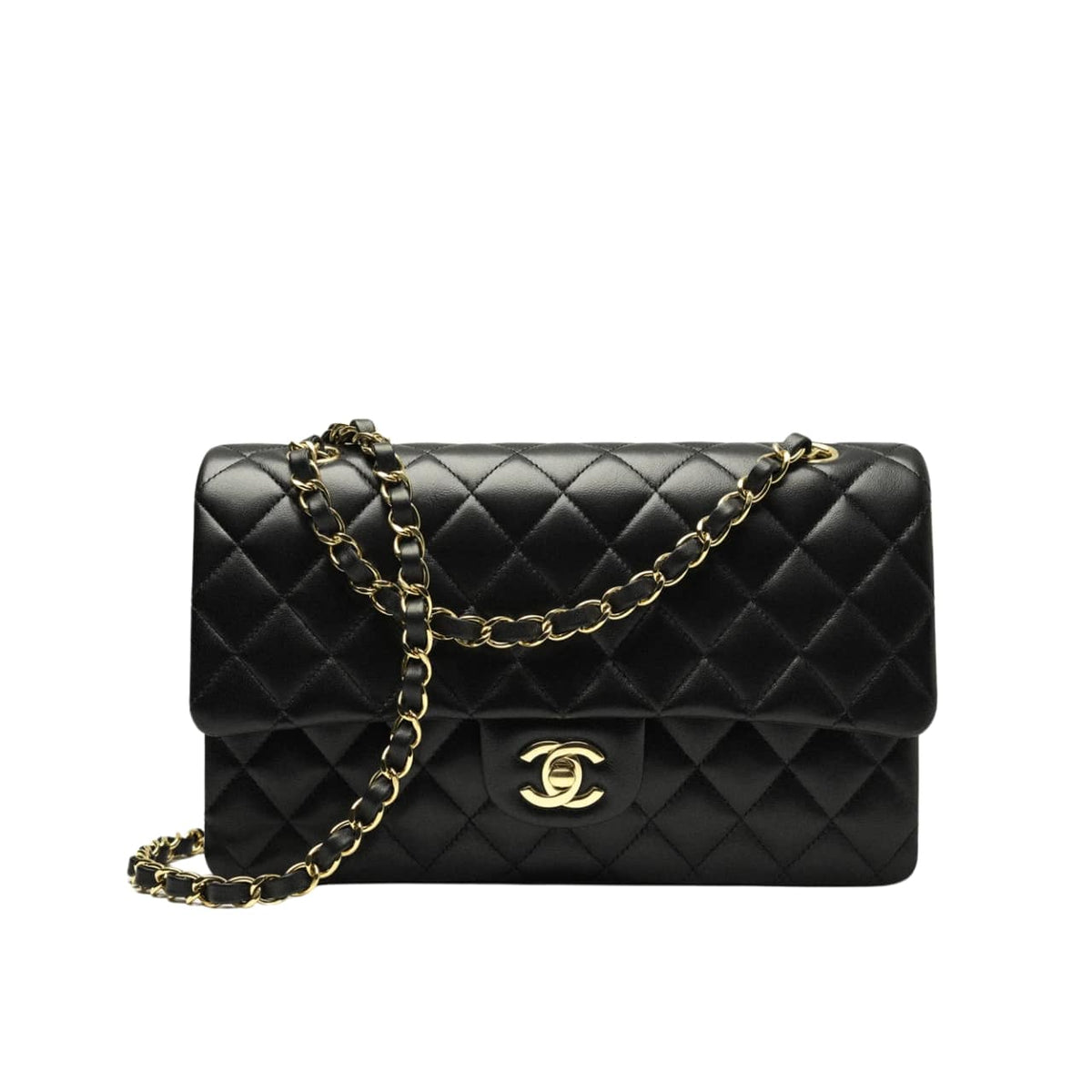 Classic 11.12 Medium Smooth Leather Flap Bag Black 25cm A01112 Y01295 94305 Classic Bag
