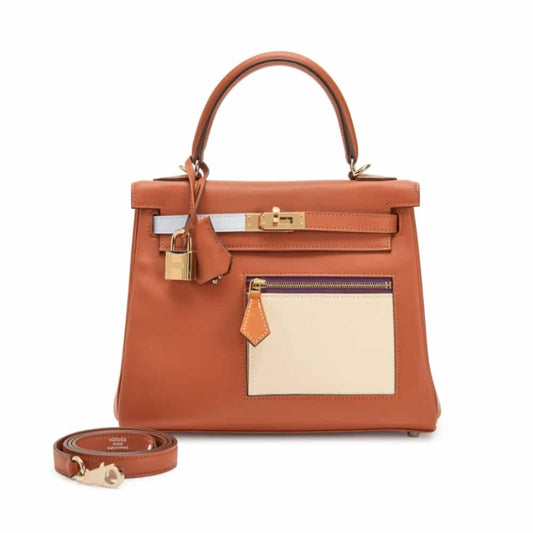 Kelly 28 Retourne Gold Tone Hardware Handbag Orange 28Cm Kelly Bag