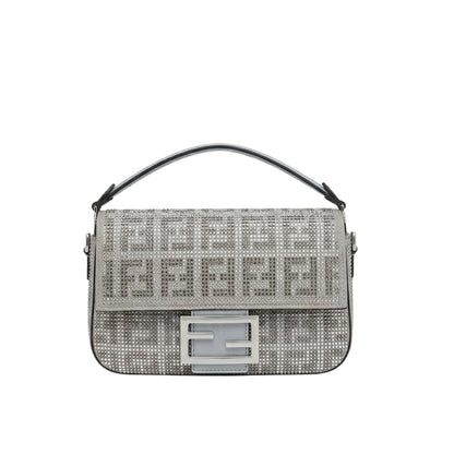 Baguette Medium Crystal Trim Shoulder Bag Silver Grey 25Cm 22 New Collection Bag Baguette Bag