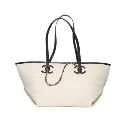 Small Tote Canvas Gold Tone Metal Ecru Black 25Cm AS6285 B24238 U9414 22 New Collection Bag Shopping Bag