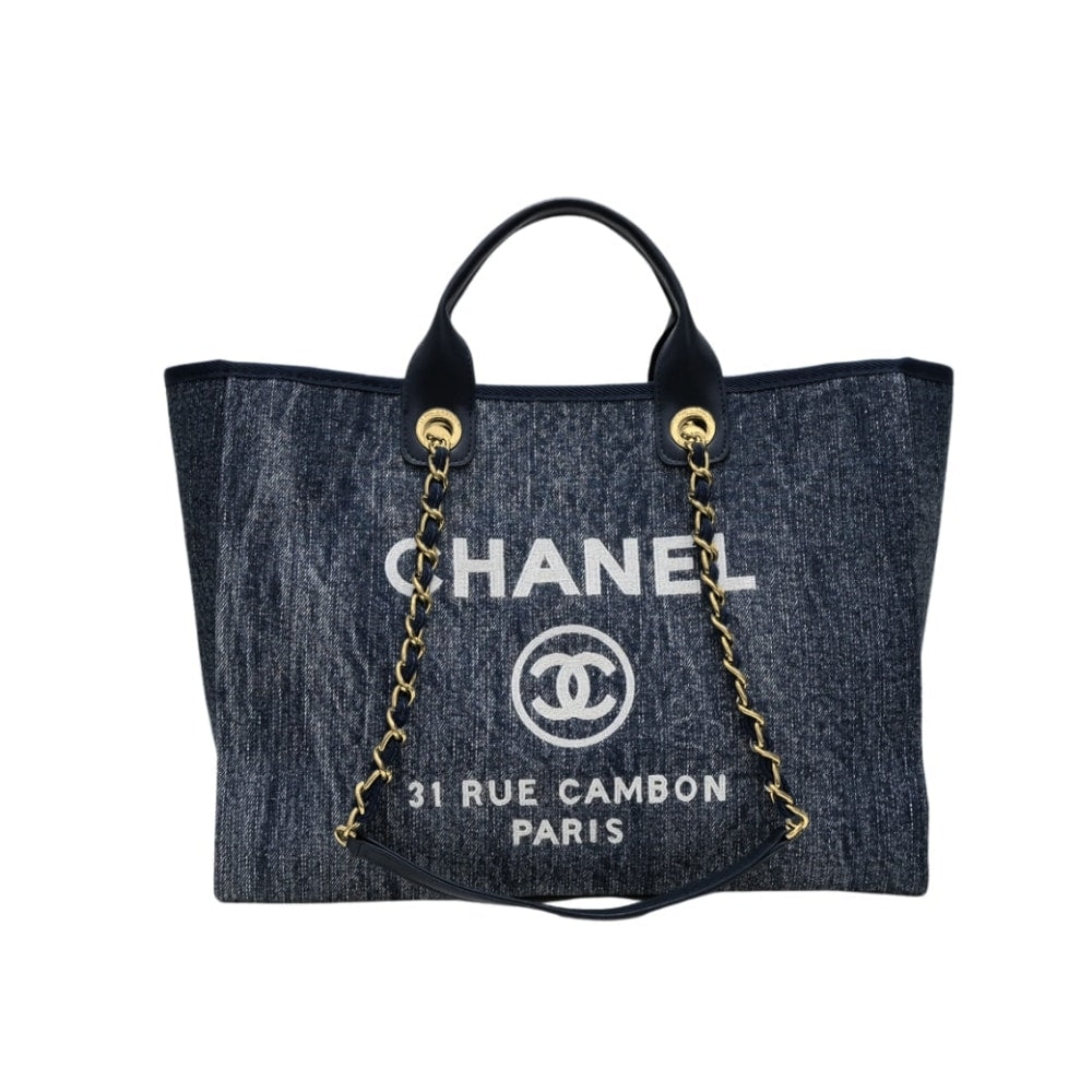 Deauville Medium Canvas Tote Bag Blue 38cm 22 New Collection Bag Deauville Bag