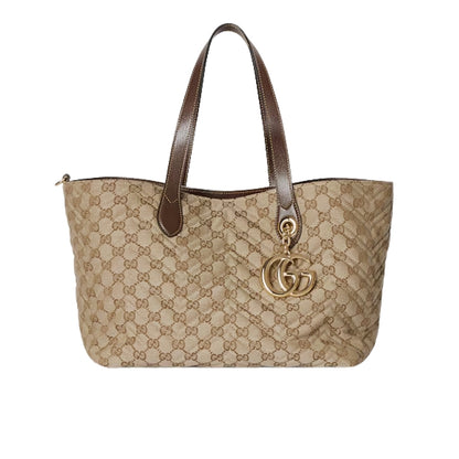 Marmont Medium GG Canvas Tote Bag Sand And Dark Brown 30cm ‎855279 FAF05 9651 MARMONT Bag