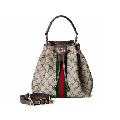 Ophidia Small GG Monogram Canvas Bucket Bag Beige And Dark Brown 22Cm 841313 FAE0K 9853 OPHIDIA Bag