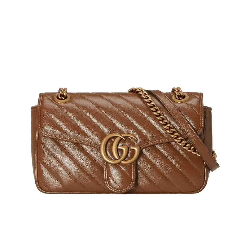 GG Marmont Mini Matelasse Leather Shoulder Bag Brown 22cm 446744 0OLFT 2535 MARMONT Bag