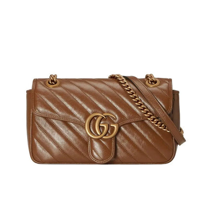 GG Marmont Mini Matelasse Leather Shoulder Bag Brown 22cm 446744 0OLFT 2535 MARMONT Bag
