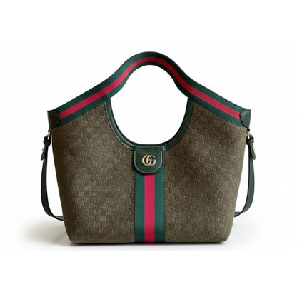 Giglio Small Suede Tote Bag Dark Green 25Cm Giglio Bag