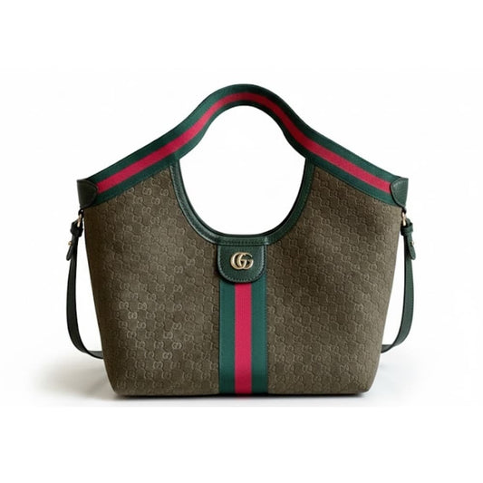 Giglio Small Suede Tote Bag Dark Green 25Cm Giglio Bag