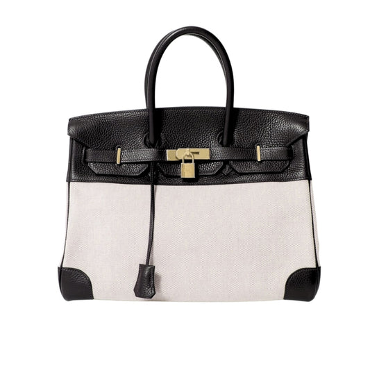 Birkin 25 Toile H Swift Handbag Black 25cm Birkin Bag