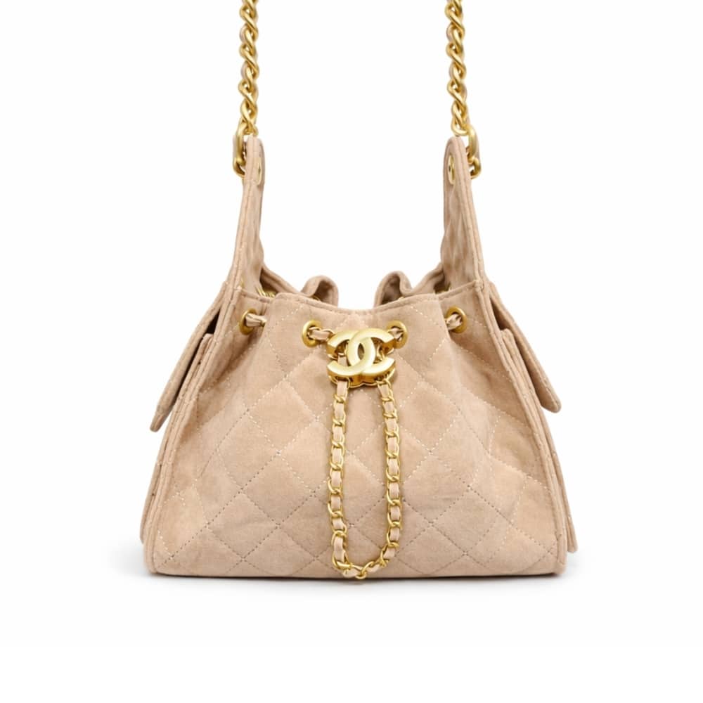25 Small Suede Leather Handbags Light Beige 26Cm 25 New Collection Bag