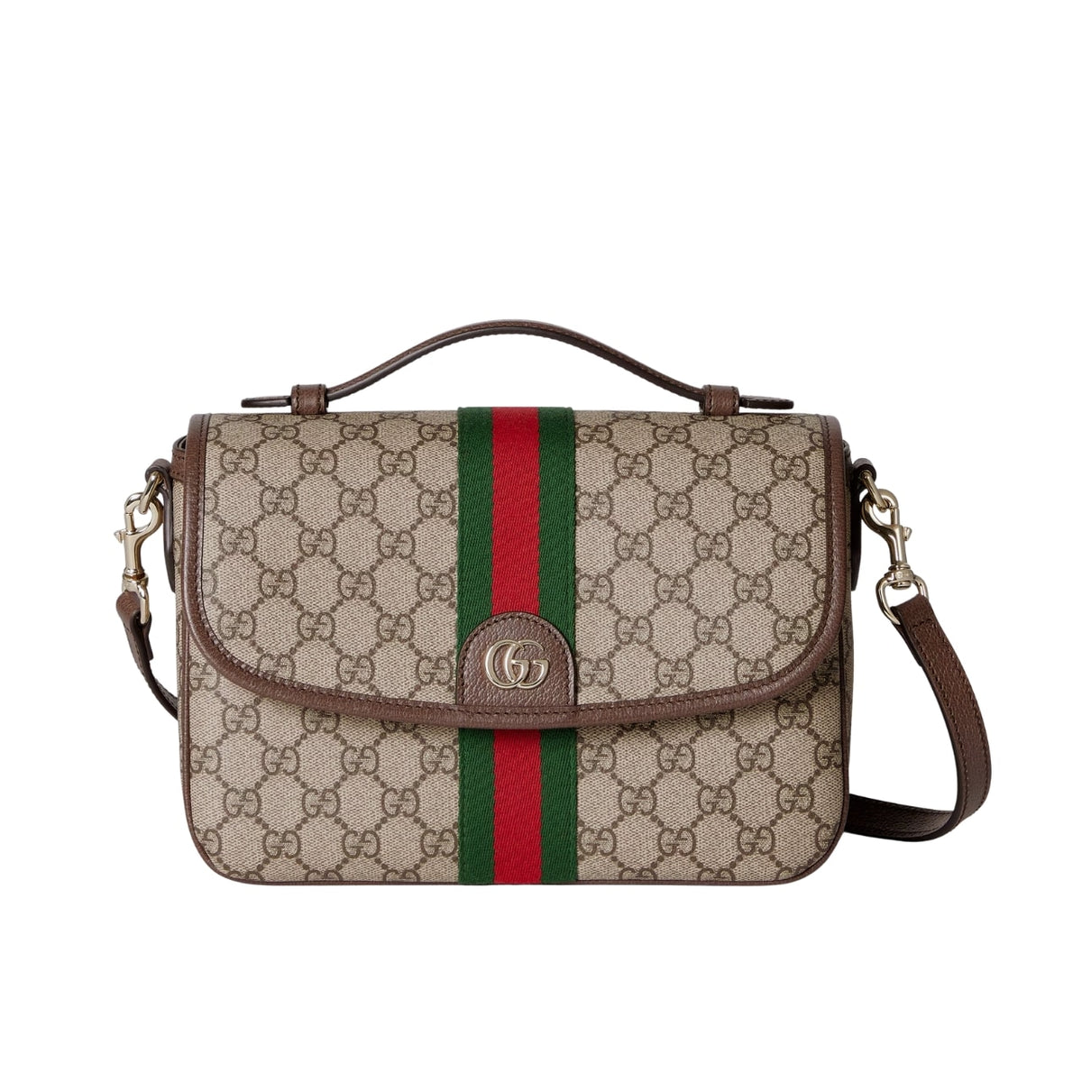 Ophidia Medium GG Monogram Canvas Top Handle Bag Beige And Dark Brown 24Cm 836842FAE0J9867 OPHIDIA Bag
