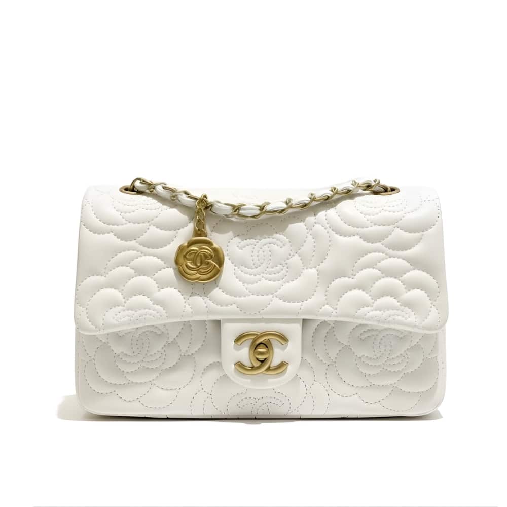 Camellia Medium Smooth Leather Flap Bag White 26cm 22 New Collection Bag Flap Bag