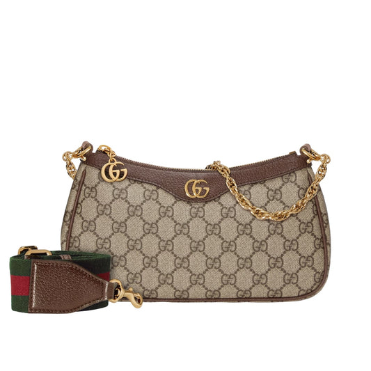 Ophidia Small GG Supreme Canvas Shoulder Bag Beige And Dark Brown 25Cm 735132 FABLE 9442 OPHIDIA Bag