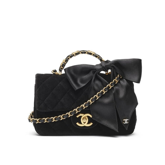 Classic Mini Velvet Top Handle Bag Black 20cm AS5875 B22481 94305 Classic Bag